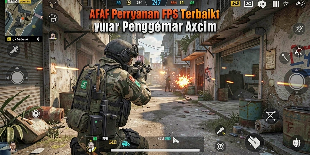 Tangkapan layar menunjukkan aksi intens dalam gameplay FPS AFAF.