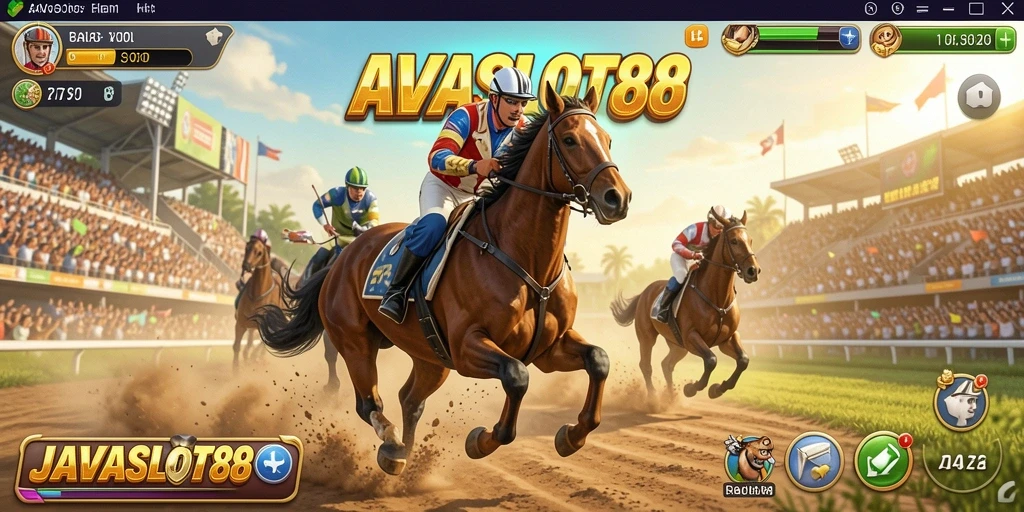 Screenshot utama dari gameplay <strong>JAVASLOT88</strong> menampilkan aksi balapan yang mendebarkan.