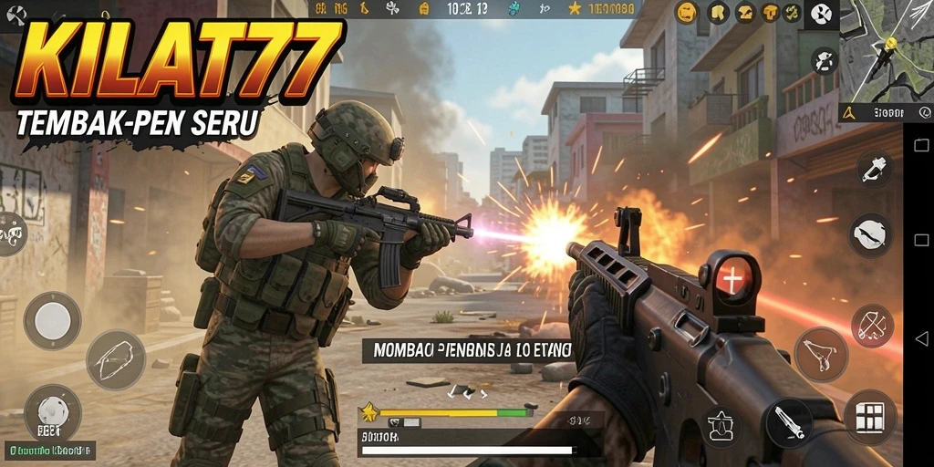 Screenshot gameplay KILAT77 menunjukkan aksi tembak-menembak yang mendebarkan.