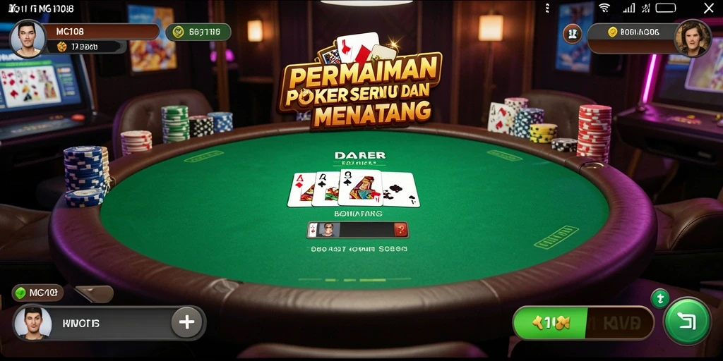 Screenshot gameplay MG108 yang menunjukkan serunya permainan poker.