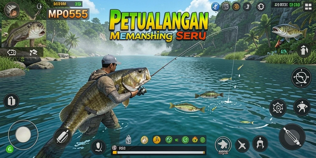 Tampilan gameplay MPO555 dengan aksi memancing yang seru.