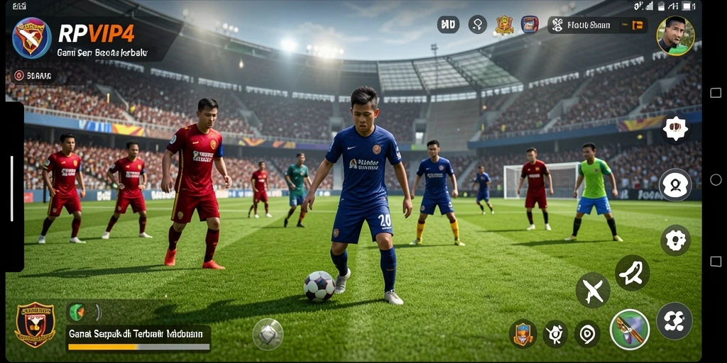 Tampilan menarik dari gameplay RPVIP4 yang penuh aksi sepak bola.